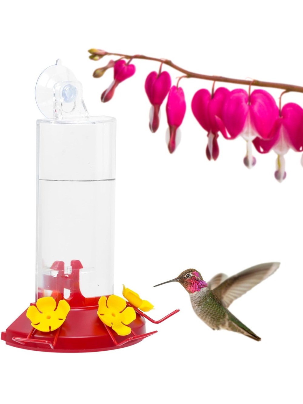 Perky Pet plastic window mount hummingbird feeder w/perches